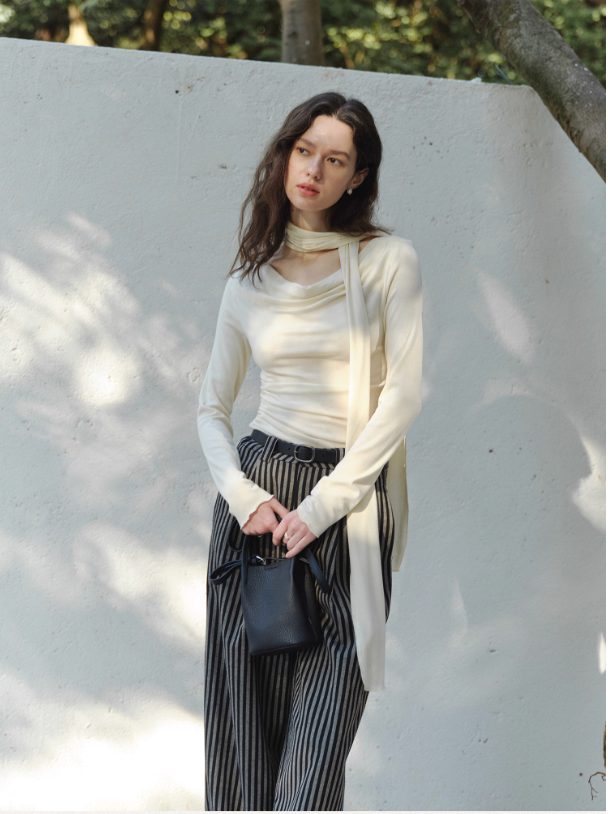 Drape Neck Top white