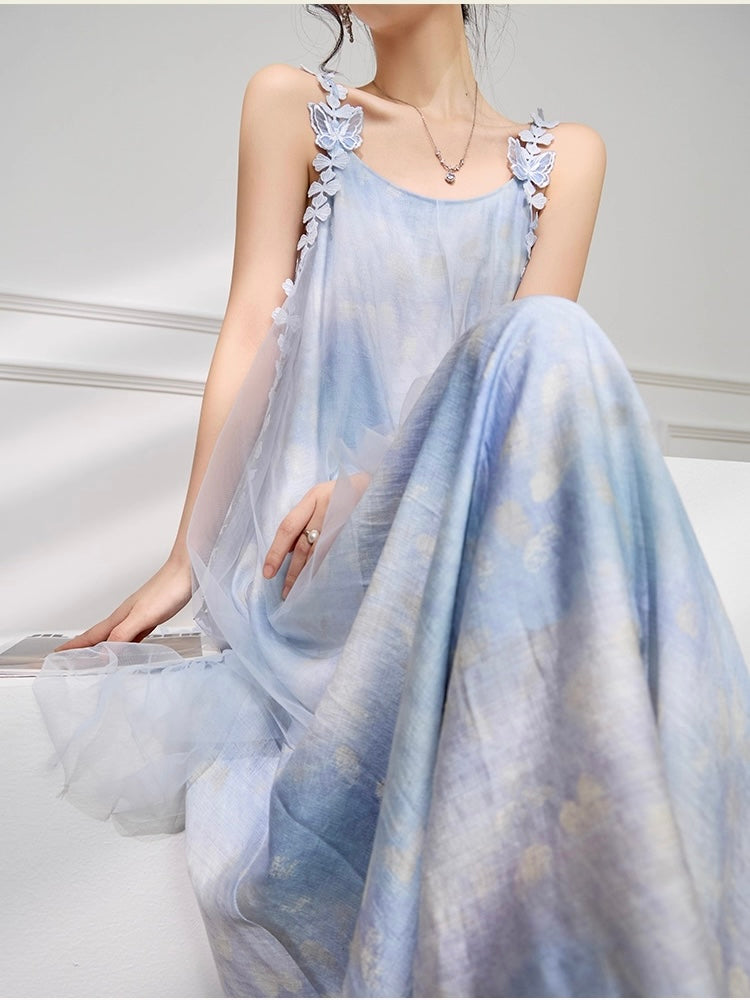 Blue Butterfly Sheer Dress