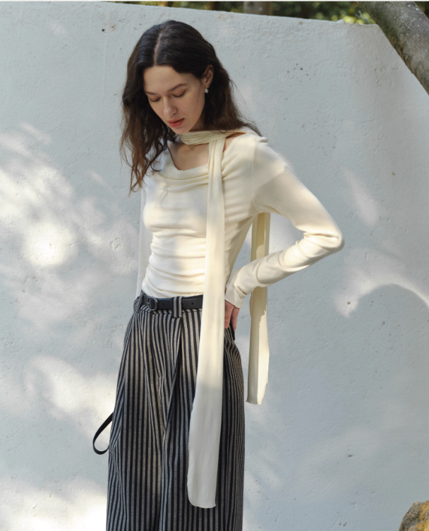 Drape Neck Top white
