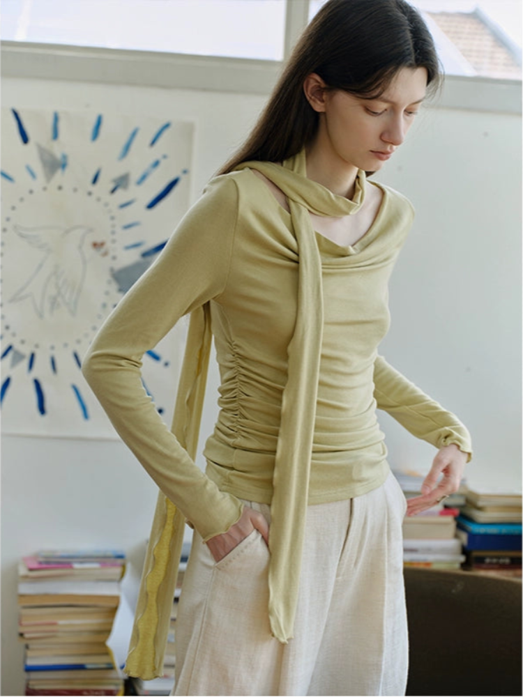 Drape Neck Top Green