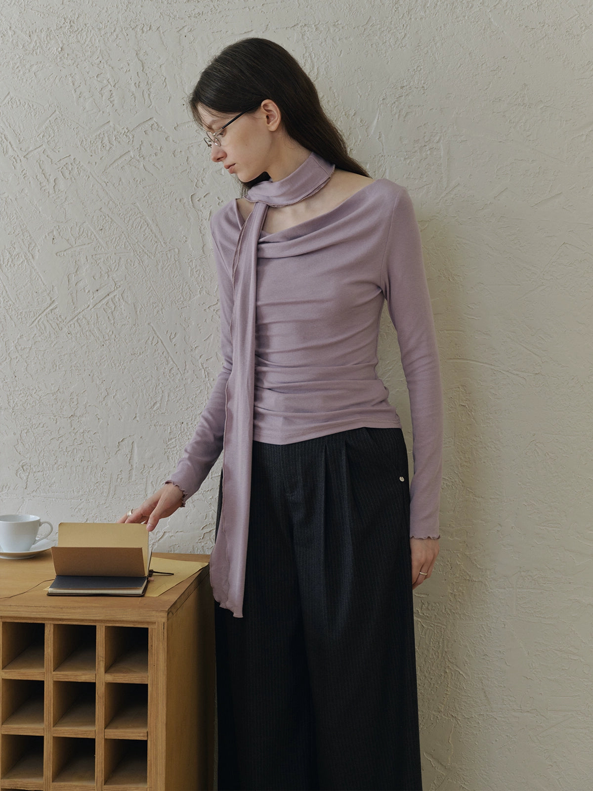 Drape Neck Top Purple