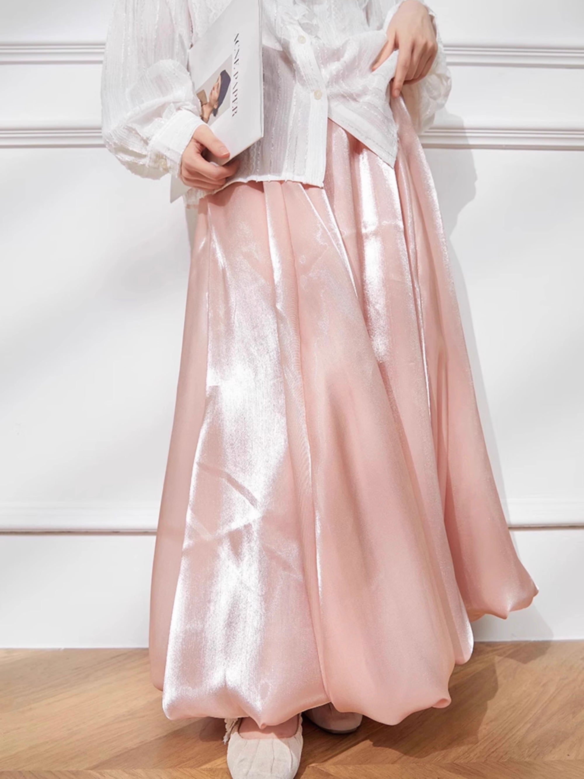 Pink Balloon Sheen Skirt