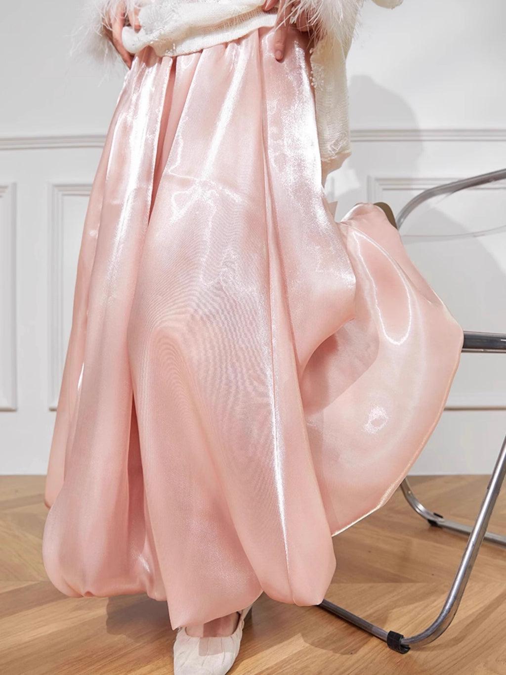 Pink Balloon Sheen Skirt
