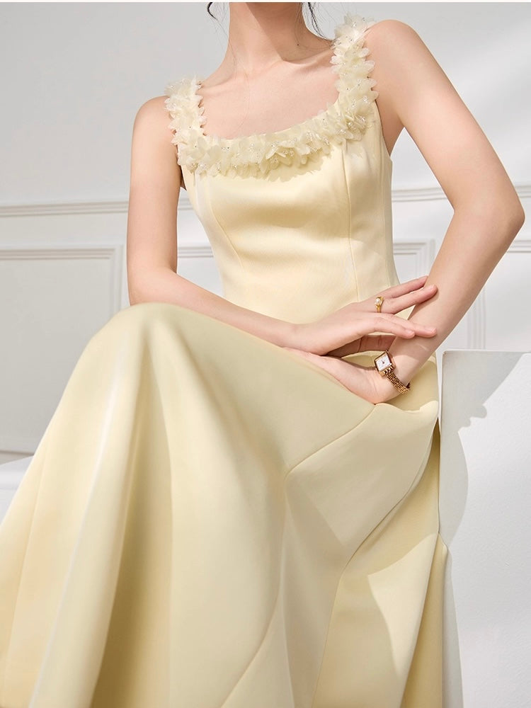 Vanilla Petal Satin Dress