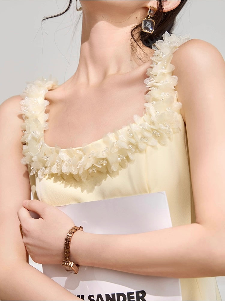 Vanilla Petal Satin Dress