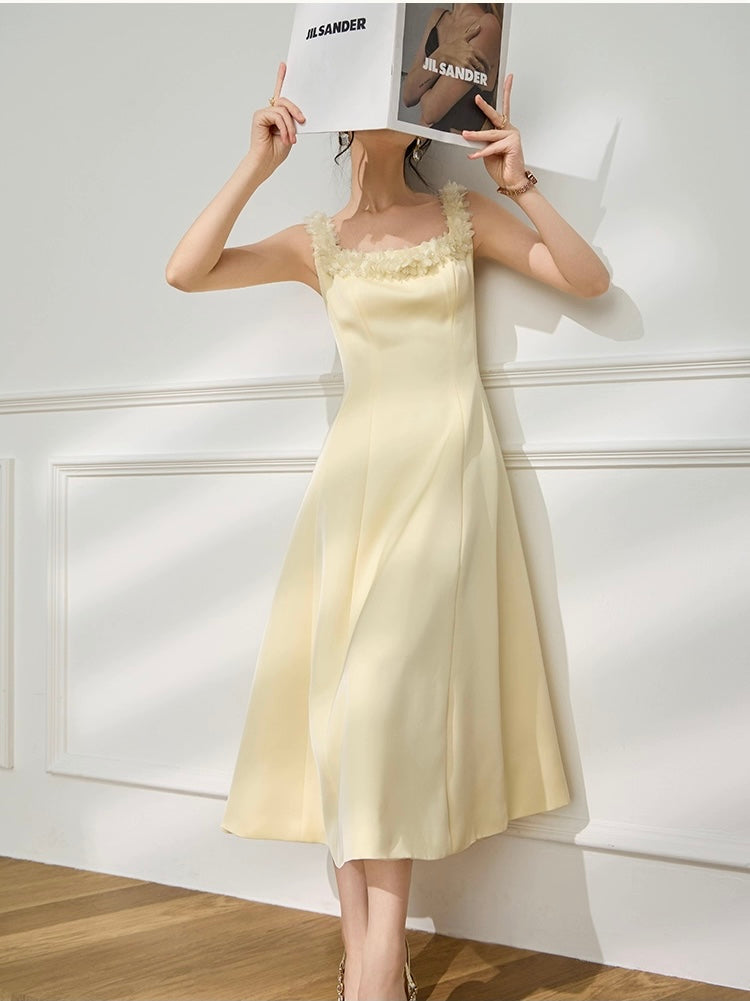Vanilla Petal Satin Dress