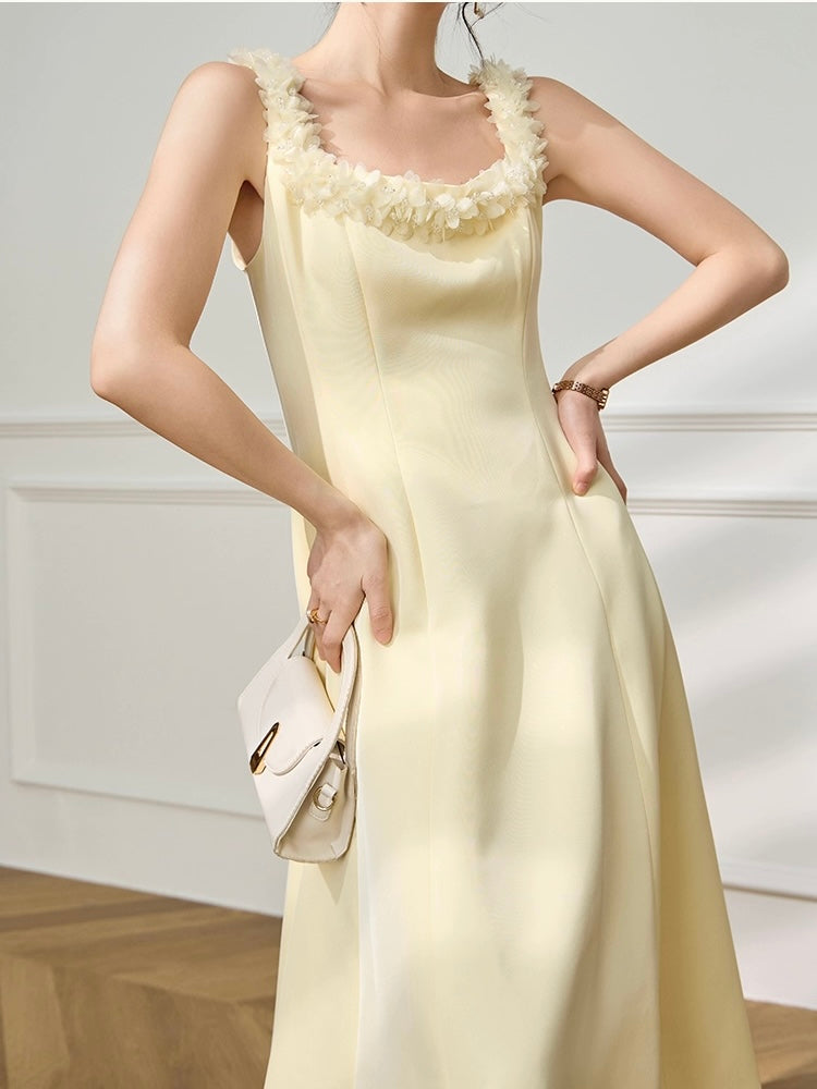 Vanilla Petal Satin Dress