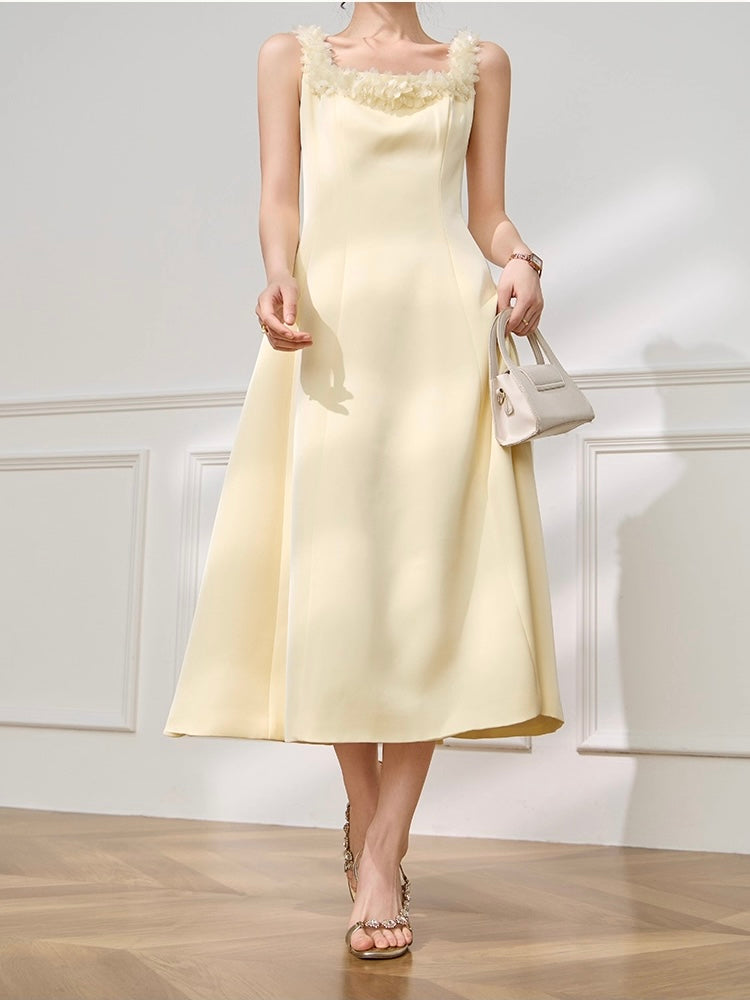 Vanilla Petal Satin Dress