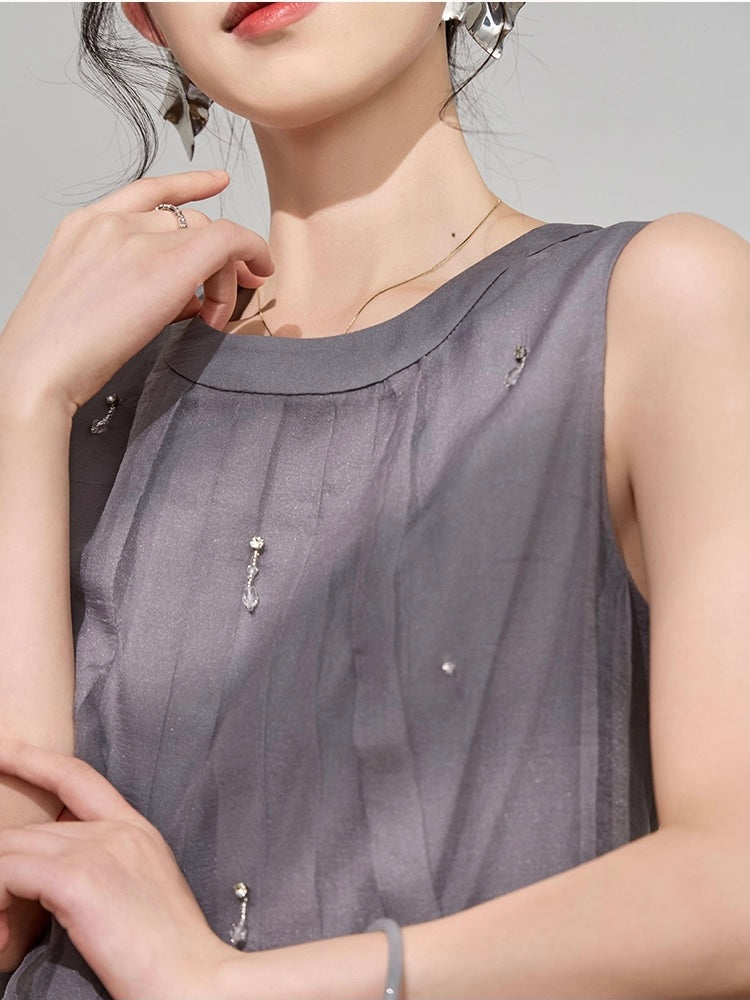 Charcoal French Tulle Dress
