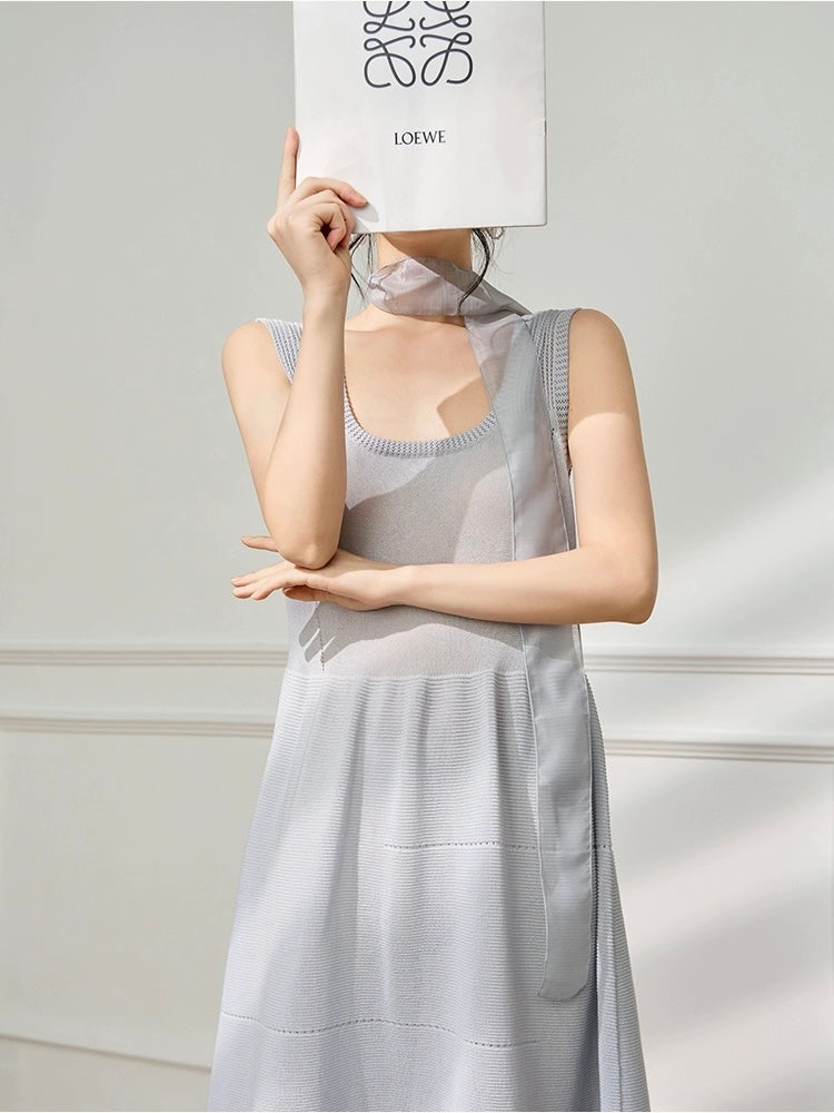 Ice Grey Mesh Knit Dress