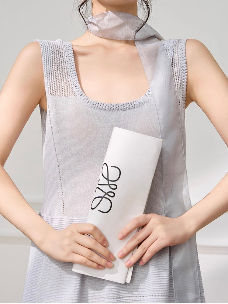 Ice Grey Mesh Knit Dress