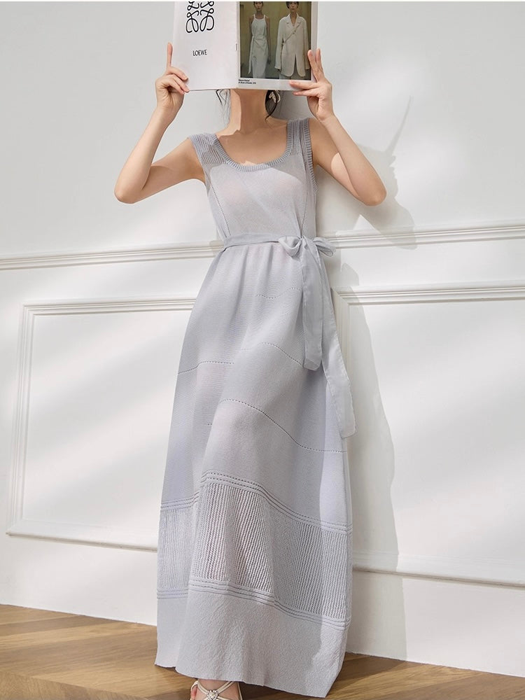 Ice Grey Mesh Knit Dress